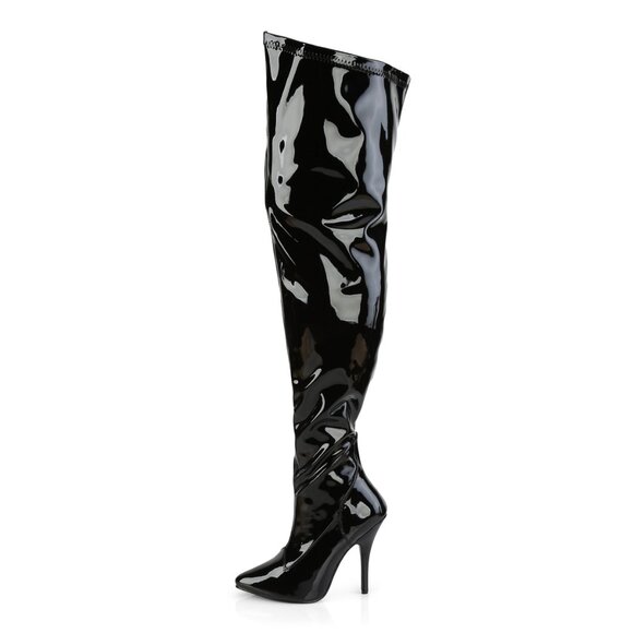 Wide Calf Stretch Thigh High Heel Boots - Picture 1 of 8